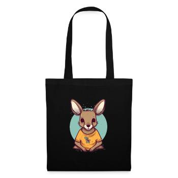 Mignon Anime Style Kangourou Kawaii - Sac en tissu - noir - Devant