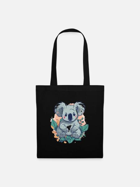 Cute Anime Style Koala Kawaii - Tote Bag - black