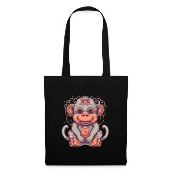 Mignon Anime Style Macaque Kawaii - Sac en tissu - noir - Devant