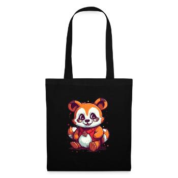 Mignon Anime Style Panda roux Kawaii - Sac en tissu - noir - Devant