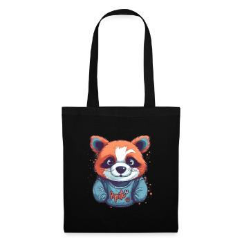 Mignon Anime Style Panda roux Kawaii - Sac en tissu - noir - Devant
