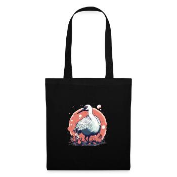 Mignon Anime Style rouge couronné grue Kawaii - Sac en tissu - noir - Devant