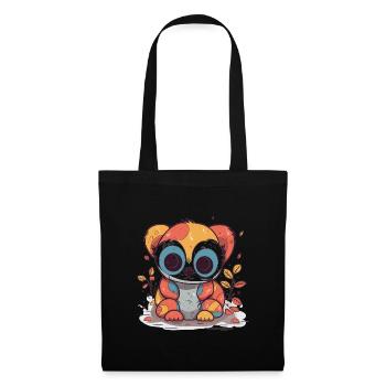 Netter Anime -Stil Langsam Loris Kawaii - Stoffbeutel - Schwarz - Vorne
