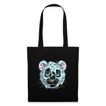 Cute Anime Style Snow Leopard Kawaii - Tote Bag - black - Front