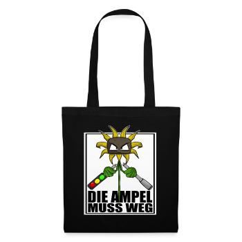 Gegen Grüne Politik Ampel Sonnenblume - Stoffbeutel - Schwarz - Vorne
