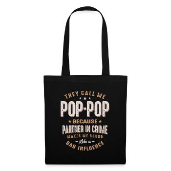 Pop-Pop, weil Parter in Crime Lustiger Vatertag - Stoffbeutel - Schwarz - Vorne