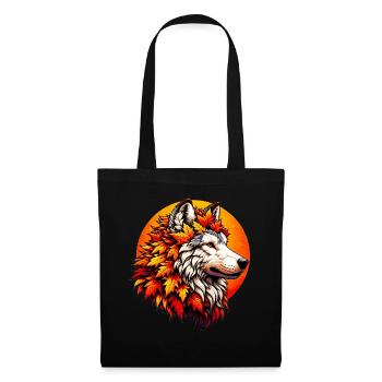 Loup à la crinière de feuilles d’automne - Sac en tissu - noir - Devant