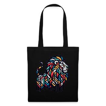 Lion à motifs géométriques - Sac en tissu - noir - Devant