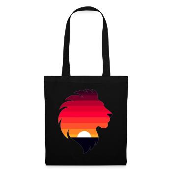 Silhouette d’un lion avec coucher de soleil - Sac en tissu - noir - Devant