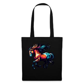 Galoppierendes Pferd In Bewegung Tierpferd - Stoffbeutel - Schwarz - Vorne