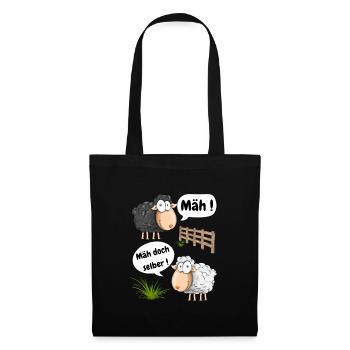 Bêler! Pourquoi ne pas tondre un motif amusant avec des moutons - Sac en tissu - noir - Devant