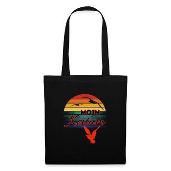 Moin Keitum avec mouette dans le style rétro-Sylt-Keitum - Sac en tissu - noir - Devant