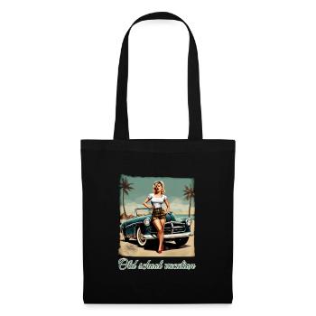 Rétro Pin Up Girl Vacances à l’ancienne - Sac en tissu - noir - Devant