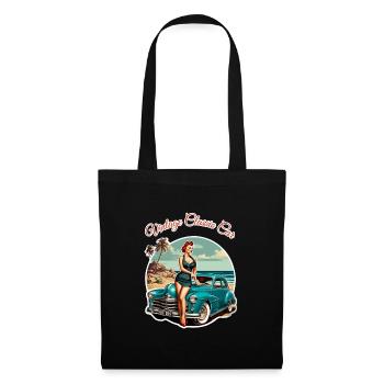 Vintage Classic Car Retro Pin Up Girl - Tote Bag - black - Front