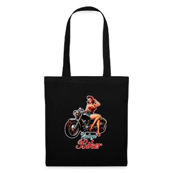 Vintage Biker Rétro Moto Pin Up Girl - Sac en tissu - noir - Devant