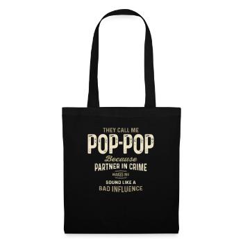 Pop-Pop Partner in Crime and Proud of It - Grandpa - Tote Bag - black - Front