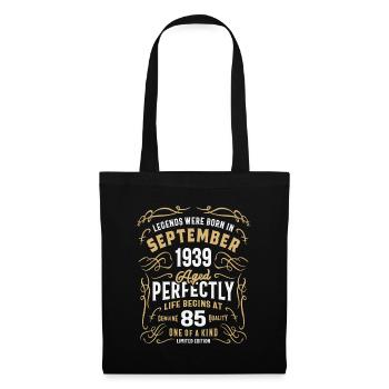 September 1939 Geschenke zum 85. Geburtstag 85 Jahre alt - Stoffbeutel - Schwarz - Vorne