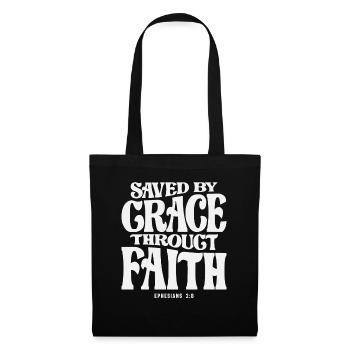 Saved by Grace Througt Faith - Ephesians 2:8 - Tote Bag - black - Front