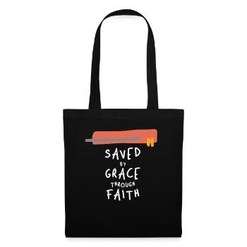 Sauvé par la grâce par la foi - Citation chrétienne - Sac en tissu - noir - Devant