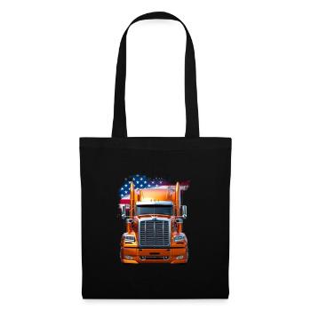US LKW-Mit Amerika Flagge - Fahrer/Trucker - Stoffbeutel - Schwarz - Vorne