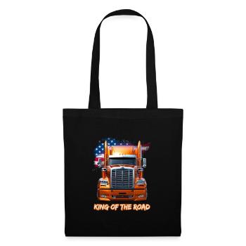 US LKW Amerika mit Flagge -King of the road - Stoffbeutel - Schwarz - Vorne