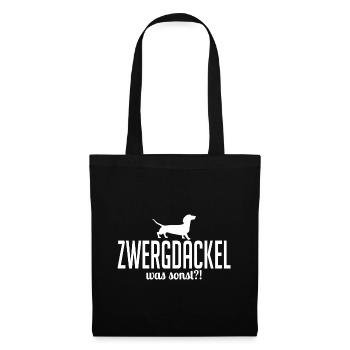 Zwergdackel was sonst Hunde Spruch Wilsigns - Stoffbeutel - Schwarz - Vorne