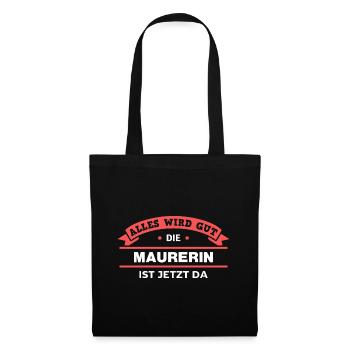 Maurerin Design für stolze Handwerker - Stoffbeutel - Schwarz - Vorne