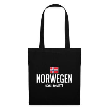 Norwegen was sonst Spruch Skandinavien Urlaub - Stoffbeutel - Schwarz - Vorne