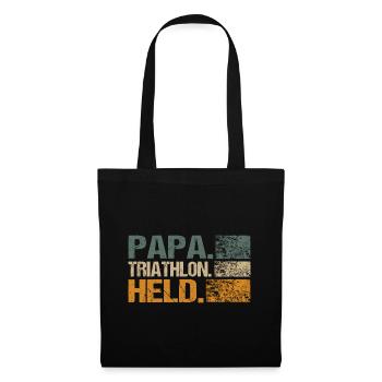 Triathlon Papa Held Spruch - Stoffbeutel - Schwarz - Vorne