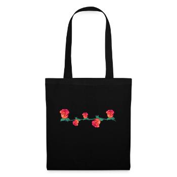 plantes rouges ligne fleur rose oeil fleurs - Sac en tissu - noir - Devant