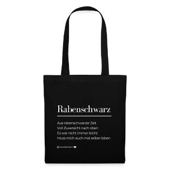 Rabenschwarz - weiße Schrift - Stoffbeutel - Schwarz - Vorne