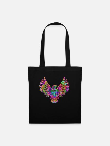 Psychedelischer Ureinwohner-Vogel - geistiges Geschenk - Stoffbeutel - Schwarz