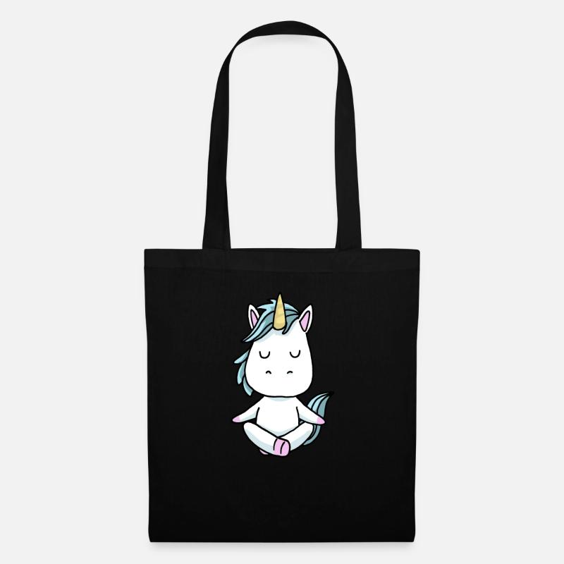 Yoga Einhorn Meditation Yogi Namaste Geschenk - Stoffbeutel - Schwarz