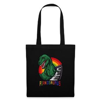 Pianosaurus - Klavier Dinosaurier T Rex Pianist Geschenk - Stoffbeutel - Schwarz - Vorne