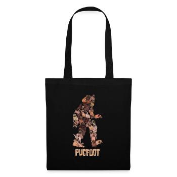 Pugfoot - Funny Pug Bigfoot Sasquatch Dog Pun Gift - Tote Bag - black - Front