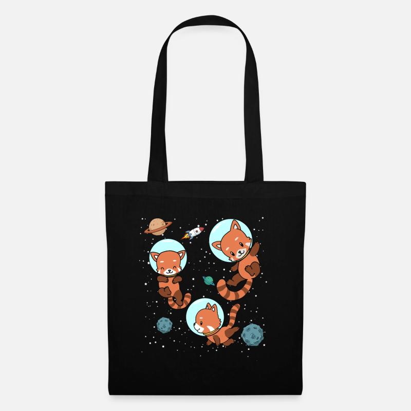 Cadeau de vol spatial dans l'astronaute du panda rouge - Sac en tissu - noir