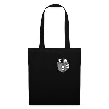 Panda in Brusttasche - Stoffbeutel - Schwarz - Vorne