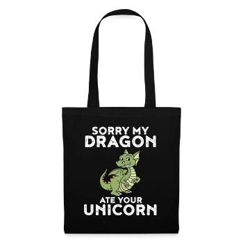 Mein Drache hat dein Einhorn gefressen Lustig - Stoffbeutel - Schwarz - Vorne
