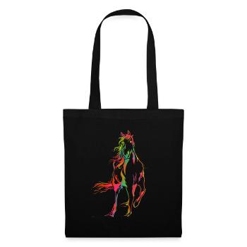 Psychedelisches Regenbogen-Pferd - niedliches Aquarell pferdeartig - Stoffbeutel - Schwarz - Vorne