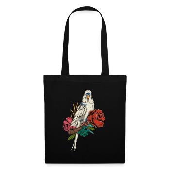 Budgie & Flowers - Cute Nature Budgerigar Bird - Tote Bag - black - Front