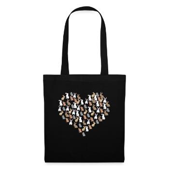 Hasen Herz Lustiges Hasen Geschenk - Stoffbeutel - Schwarz - Vorne