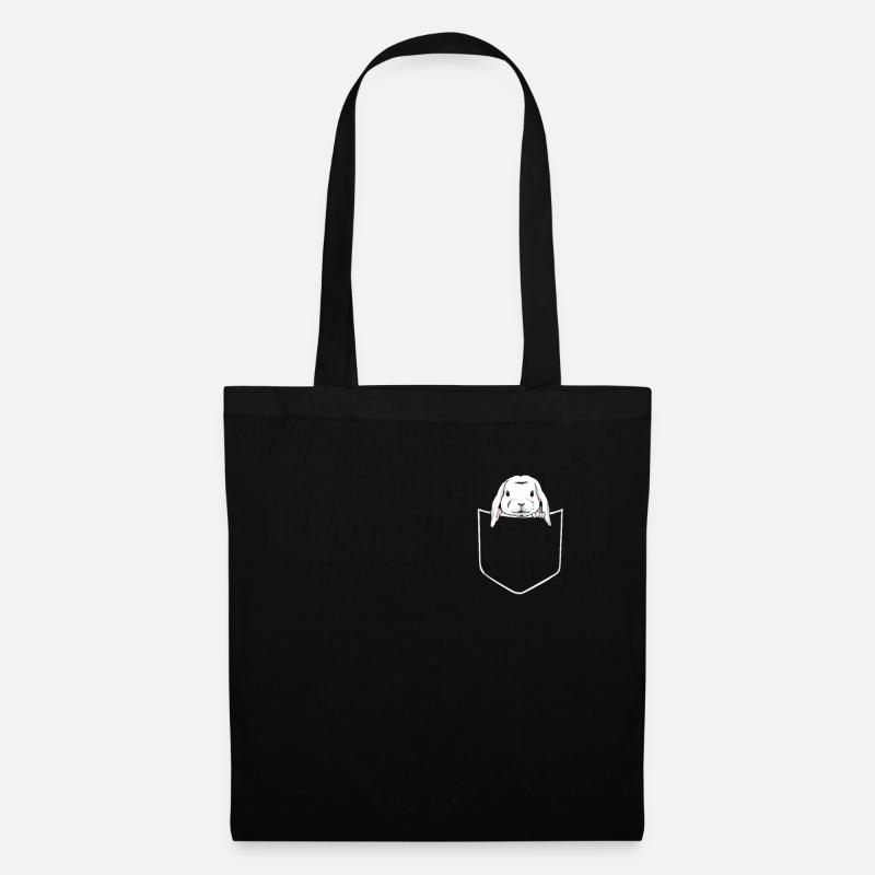 Hase in Brusttasche Häschen in Tasche Geschenk - Stoffbeutel - Schwarz
