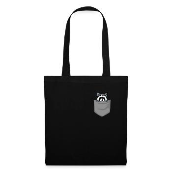 Raccoon in chest pocket Bear in pocket Gift - Tote Bag - black - Front
