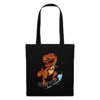 Skateboarding T Rex - Trex Dinosaur Skateboarder - Tote Bag - black - Front