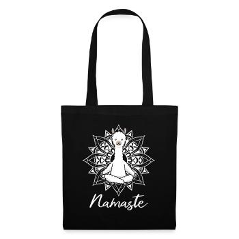 Cadeau Yogi Namaste de méditation de yoga d'alpaga - Sac en tissu - noir - Devant