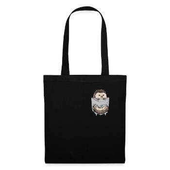 Hérisson dans la poche de poitrine Cadeau drôle de hérisson - Sac en tissu - noir - Devant