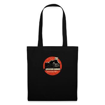 Vintage Synth & Cat - Analog Synthesizer Nerd - Tote Bag - black - Front
