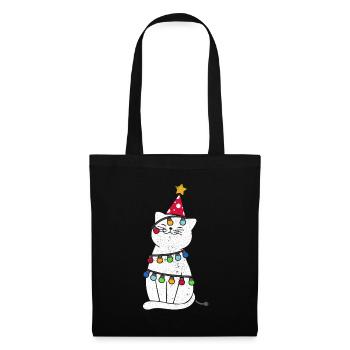 Cadeau de noël chat noël noël - Sac en tissu - noir - Devant