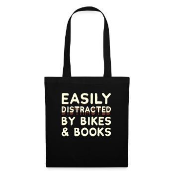 Easily Distracted By Bikes & Books - Bike Cyclist - Tote Bag - black - Front
