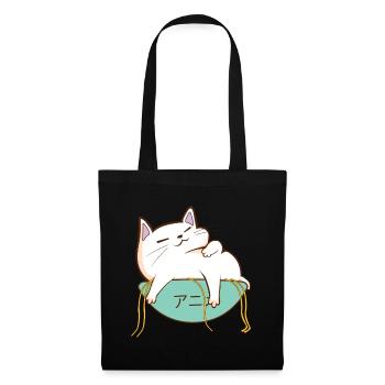 Anime chat ramen plein - Sac en tissu - noir - Devant